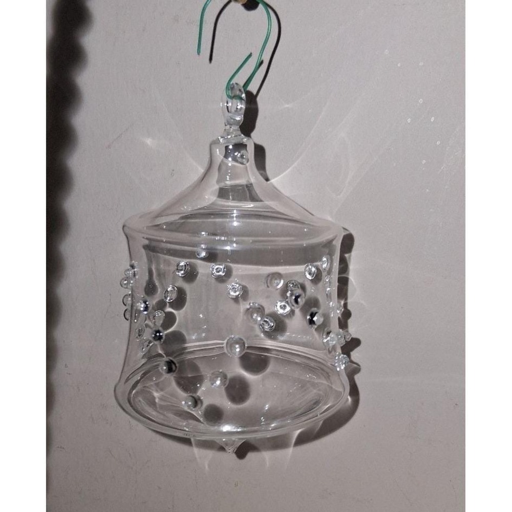 Vintage Hand Blown Clear Bubble Glass Christmas Ornament Bullicante Style 4"
